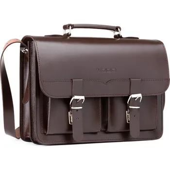 Pánská aktovka VOOC Střední klasická kožená aktovka 2v1 VINTAGE; hnědá