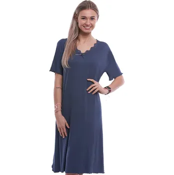 Dámská noční košile Modrá luxusní hedvábně jemná noční košilka s krajkou 1D1580 modrá xl