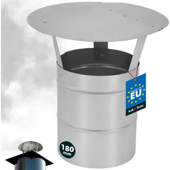 Komín Stříška kouřová na komínové potrubí pozinkovaná stříbrná 180 mm - stříbro \ nerezová ocel \ 31 cm \ ø 18 cm