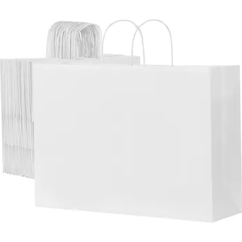 Nákupní taška Vevor Papírové tašky s uchem z kraft papíru 50 ks 16×6×12 in bílé