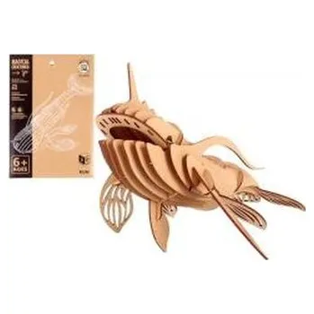 Dřevěná hračka Puzzle drewniane 3D mityczne ryba kun