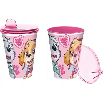 Plastový kelímek s pítkem Paw Patrol 430ml růžový