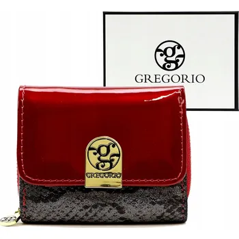 Peněženka Gregorio Kožená lakovaná peněženka se vzorem hadí kůže, dámská, malá, červená