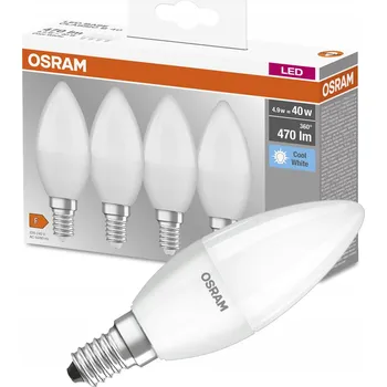 Žárovka Osram 4x LED žárovka svíčka E14 B40 4,9W (odpovídá 40W) 470lm 4000K