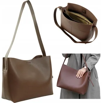 Kabelka Solier shopper kabelka z pravé kůže hnědá