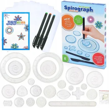 kreativní sada Spirograf pro výuku kreslení se 3 pery a přídavnými kolečky