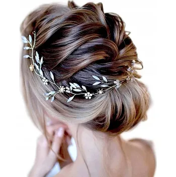 Čelenka Čelenka s drátkem zlatá růžová křišťály květy kvítky ozdoba na svatbu