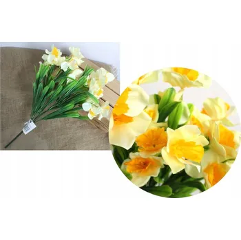 umělá květina Kytice NARCIS výška 50 cm, 7 stonků (7 květů 7 cm) ŽLUTÁ s oranžovým středem