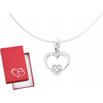 Náhrdelník Krátký Stříbrný Dámský Náhrdelník Srdce se Zirkony Srdíčko Choker 30 cm