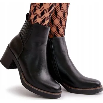 Dámská zimní obuv DÁMSKÉ KOTNÍKOVÉ BOTY ZATEPLENÉ NA PODPATKU ZAPÍNÁNÍ NA ZIP EKO KŮŽE ČERNÉ VELIKOST 38