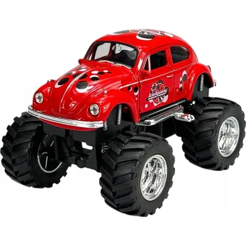 autíčko WELLY MONSTER TRUCK VOLKSWAGEN BEETLE BROUK ČERVENÝ 1:34 NOVÝ KOVOVÝ 47005