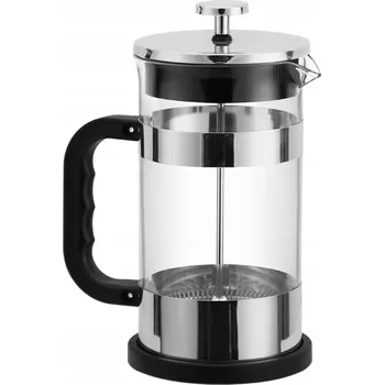 Konvice na čaj Konvice na kávu, čaj a bylinky, stříbrno-černá, 1 l, skleněná, french press