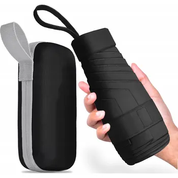 Deštník AUTOMATICKÝ ČERNÝ DEŠTNÍK KAPESNÍ MINI SKLÁDACÍ KOMPAKTNÍ MALÝ + POUZDRO