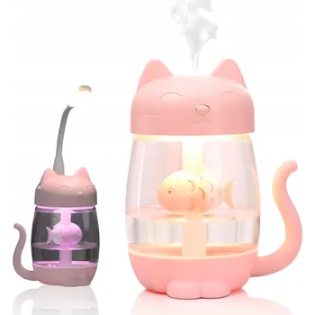 Zvlhčovač vzduchu RŮŽOVÝ Zvlhčovač Vzduchu pro Aromaterapii KOČKA + 3 náplně