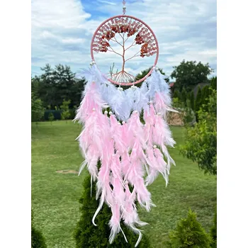 Lapač snů Magieprirody.cz Lapač snů se stromem života – růženín & červený achát #ZB314