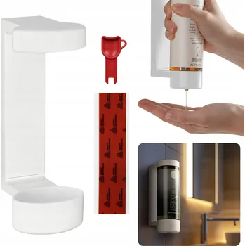Dávkovač mýdla Bílý nástěnný držák na láhev, na tekuté mýdlo, gel, hotelový dávkovač