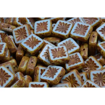 Korálek Ploškované čtverečky kiwi 10 mm č. 161