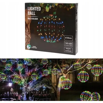 Vánoční světelná dekorace Závěsné LED koule vánoční dekorace světlo 140 LED Multicolor