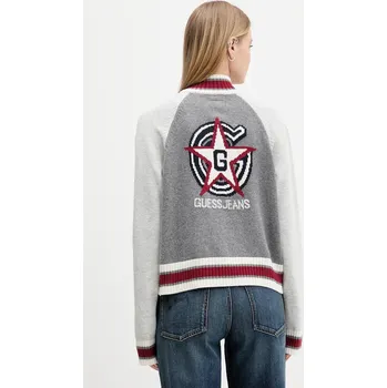 Dámský svetr Kardigan s příměsí vlny Guess Jeans W5BR12.Z0561 šedá 90A, vel. L