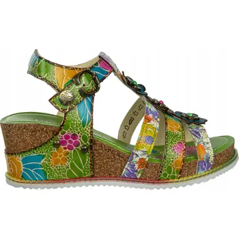 Dámské sandále Kožené sandály Laura Vita Bonito 30 Vert na klínku se vel. 39