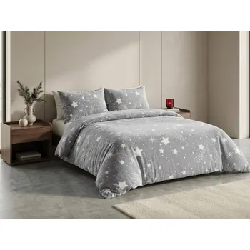 Povlečení Mikroplyšové povlečení NIGHT STARS světle šedé Rozměr povlečení: 70 x 90 cm | 140 x 200 cm, 140x200 / 70x90 cm