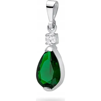Přívěsek STŘÍBRNÝ PŘÍVĚSEK ryzost 925 SLZA se ZELENOU ZIRKONIÍ