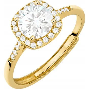 Prsten Dámský PRSTÝNEK z pozlaceného stříbra ryzost 925 velký, s bílým kubickým Zirkon nastavitelný