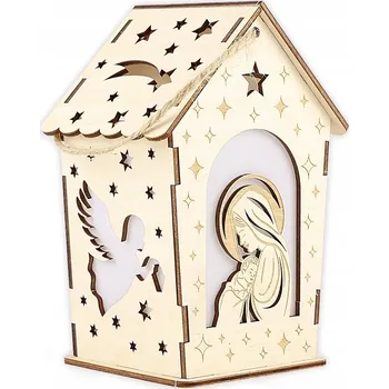 Obraz Lucerna dřevěná Kartki z Kotkiem 17 cm