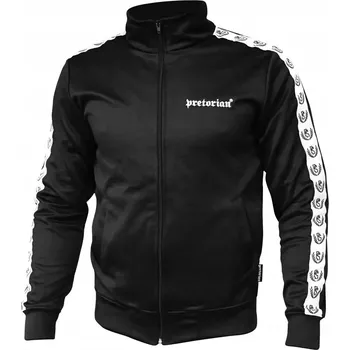 Pánská mikina Pretorian "Logo" černá Rozepínací mikina bez kapuce na zip, stojáčkem a pruhy