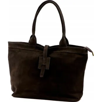 Kabelka Vera Pelle shopper kabelka z pravé semišové kůže hnědá