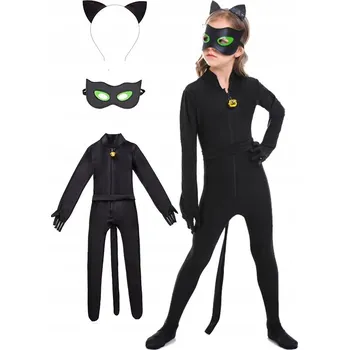 Karnevalový kostým Kostým černá kočka z pohádky Miraculum, kostým kočičky, čelenka, maska, převlek