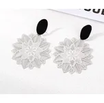B-TOP Klipsové náušnice s černým uchycením a stříbrným květem