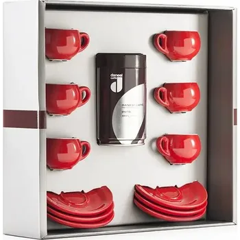 Danesi La Forma Sprint Gift Pack - Darkova Kazeta Kava 250g + 6 espresso šálků a 6 podšálků - červená