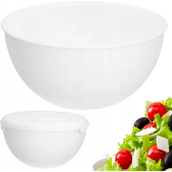 Velká mísa s víkem 2,9 9 Cm na salát, chipsy hnětení těsta, bílá, 6 l