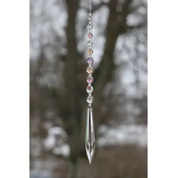 JoyKa Světelný Zářič Křišťálový - Perleťový Rampouch, Český skleněný Lapač Slunce 3782 (Česká Ruční Tvorba z Podkrkonoší - Každý kousek originální)