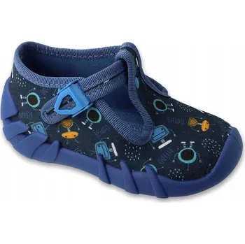 Chlapecké bačkory Befado dětské papuče na suchý zip modré, velikost 25