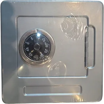 Trezor Sejf s číselným zámkem, kovová pokladnička na peníze 13,5x13,5 cm, ŠEDÁ