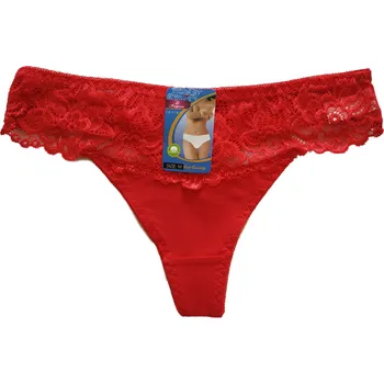 Kalhotky Fenghuang Dámské bavlněné kalhotky tanga s krajkou 6618 Barva: červená, Velikost: L