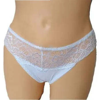 Kalhotky Fenghuang Dámské bavlněné kalhotky tanga s krajkou 6618 Barva: Bílá, Velikost: S