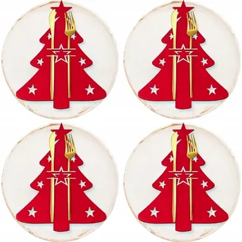 Vánoční dekorace ŚWIĄTECZNE Pouzdro Na Příbory Obal na Příbory, Pouzdro 12 kusů Stromeček DEKORACE Ozdoby na Stůl