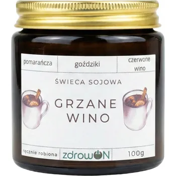 Svíčka Świeca sojowa zapachowa GRZANE WINO vánoční, ručně vyráběná, 100g