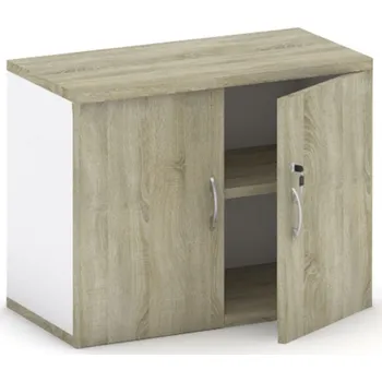 Kancelářská sestava Nástavba 2-dveřová MIRELLI, 800 x 400 x 600 mm, bílá/dub sonoma