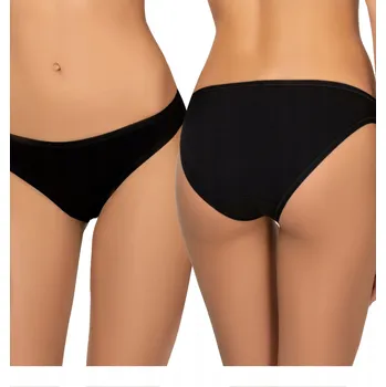 Kalhotky Dámské bavlněné kalhotky kalhotky 2 kusy černé klasické střední výška pasu Kleo L