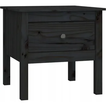 Obývací pokoj Odkládací stolek, černý, 50x50x49 cm, masivní borovicové dřevo