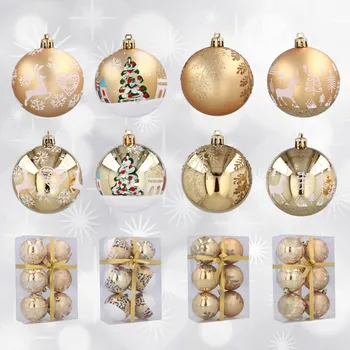 Vánoční ozdoba Sada 6 vánočních baněk 7 cm - zlaté