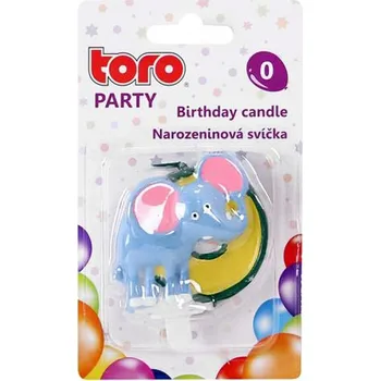Dortová svíčka Dortová svíčka číslice "0" TORO zapichovací 5cm slon