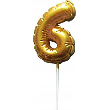 Dortová svíčka Dortová svíčka číslice "6" TORO zapichovací balónek 6cm