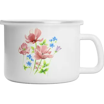 SMALTOVANÝ HRNEK TRADIČNÍ HRNÍČEK S VÍČKEM LOUKA 0.5L 10CM SILESIA