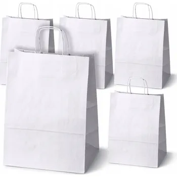 Nákupní taška Papírová taška 305x170x425mm se skládaným uchem BÍLÁ