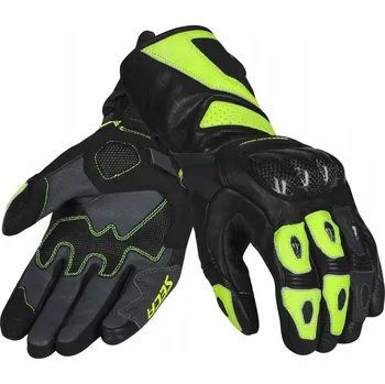 Moto rukavice Dlouhé motocyklové rukavice SECA ATOM FLUO YELLOW černo-žluté fluo + DÁRKY ZDARMA